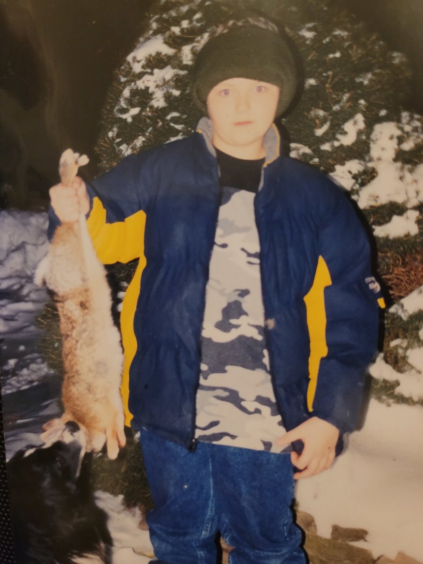 Younger me proudly boasts my first rabbit killed with the bow as a rite of passage in more ways than one.